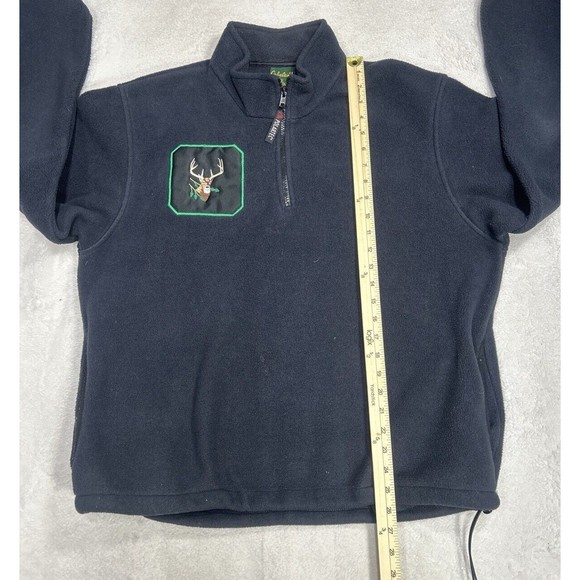Cabela's Black Polartec Deer Buck Embroidery Fleece 1/4 Zip Sweater Size Large - Picture 7 of 9